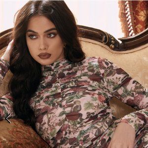 ROSEANNE VINTAGE FLORAL RUCHED MIDI DRESS